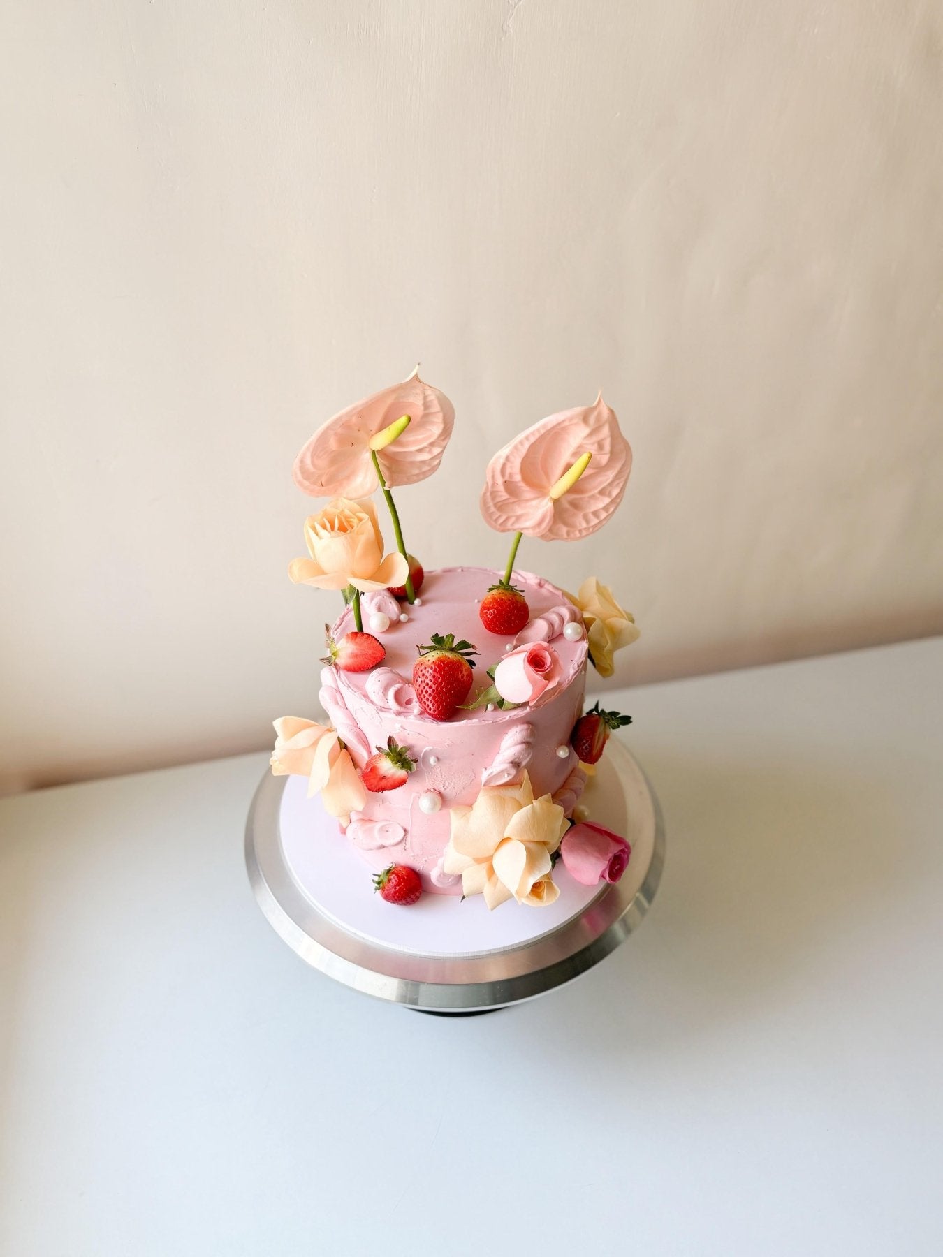 Pink Anthurium Cake - Bobo Cakery